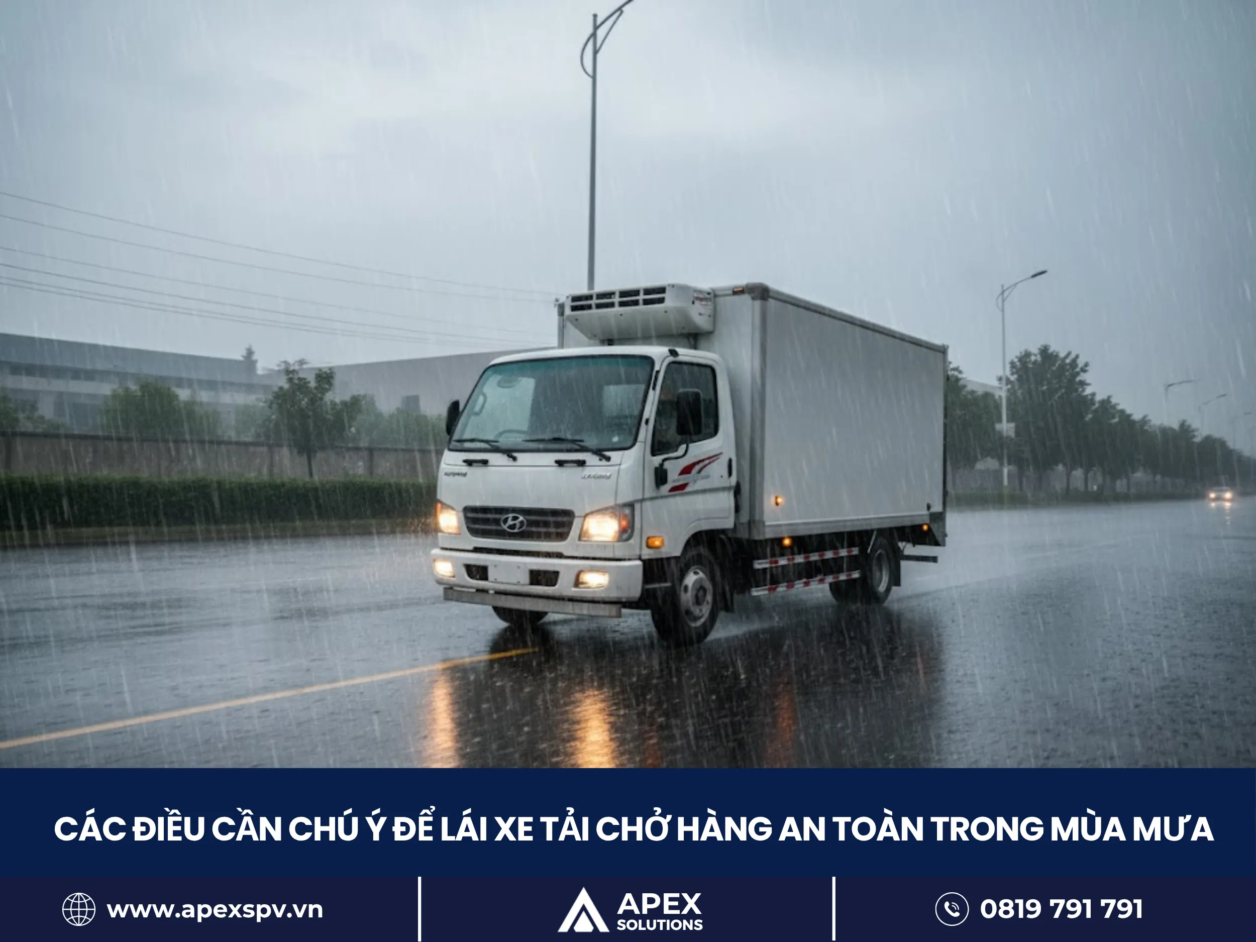 Những điều cần chú ý để lái xe tải chở hàng an toàn trong mùa mưa