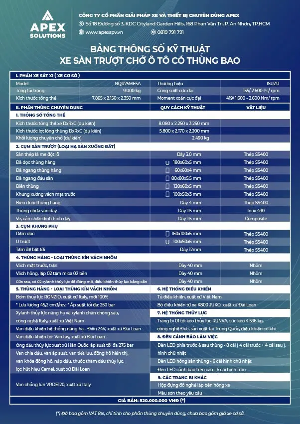 TSKT Xe Đông Lạnh